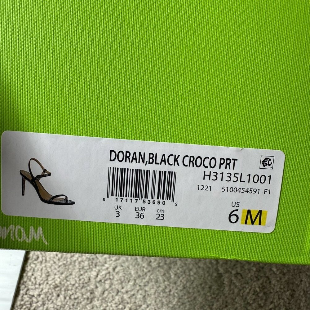 Sam Edelman Doran Black Croc Print Ankle Strap Heels Sandals Stiletto 6M - Picture 10 of 10